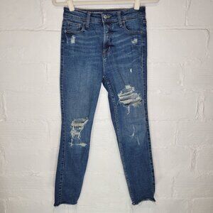 Old Navy Women's Size 2 Jeans Rockstar Super Skinny Extra High Rise Raw Hem